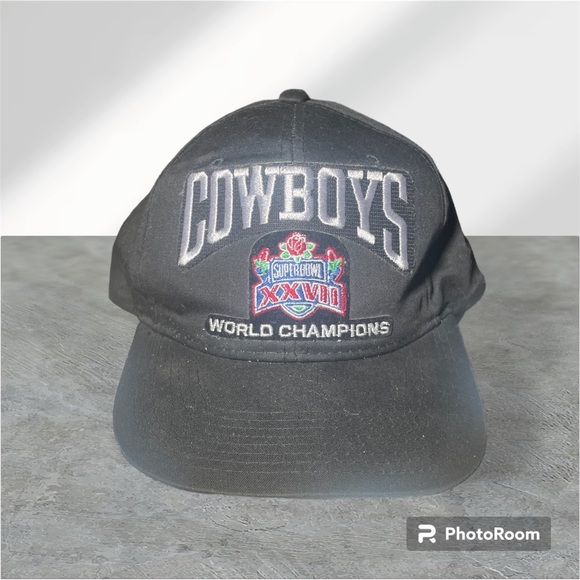 Vintage Dallas Cowboys Hat Cap New Era Snap Back Super Bowl XXVII Pro Black - Picture 1 of 5